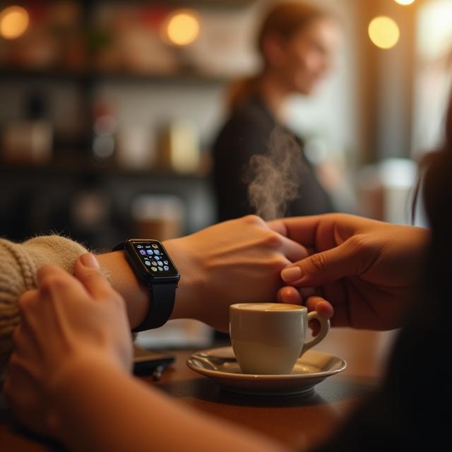 Paying for coffee with watch